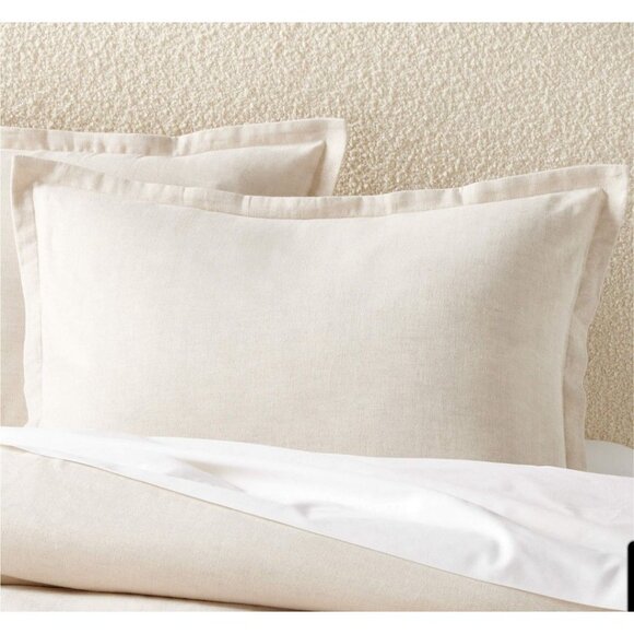CB2 Kellen Organic Cotton-Blend Beige King Pillow Shams Set of 2 - Picture 2 of 7